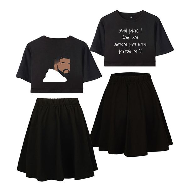 

2019 rap singer drake leisure time clear female short skirt suit, Black;blue