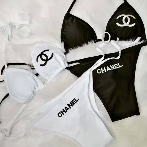 

brand women bikini designer swimwear letters lace up swimsuit padded bathing suits two piece underwear black white swimsuit, Blue;gray