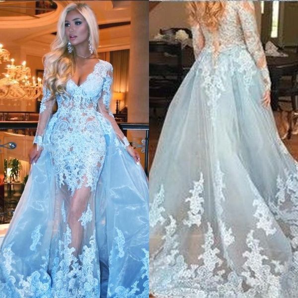 

2020 sexy light sky blue длинне Ѭђкава пла впђкного вееѬа глђбокий v еи аппликаи к Black