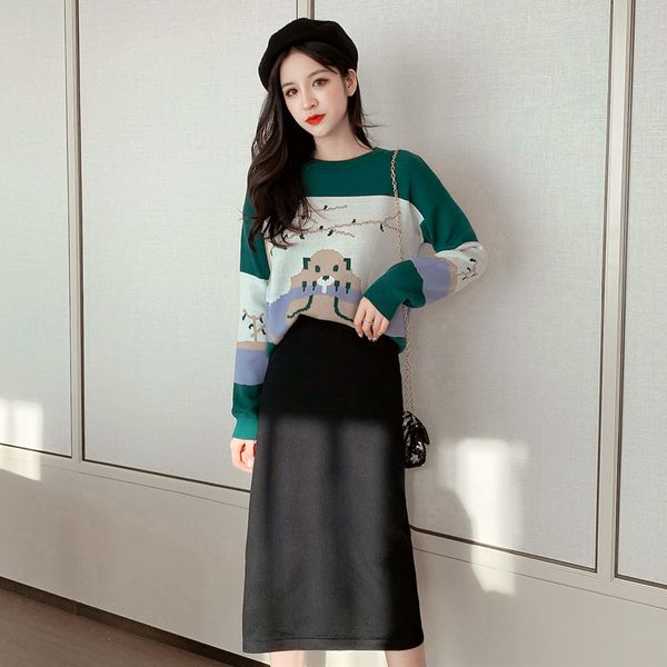 

will fall on the new ins suit web celebrity small pure and fresh and sweet loose cartoon koala two-piece women, White;black