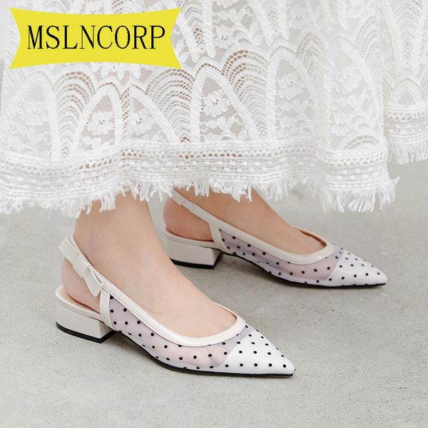 

plus size 34-43 women sandals high heels summer woman pumps mesh hollow party shoes pointed toe slip on office ladie dress shoe, Black