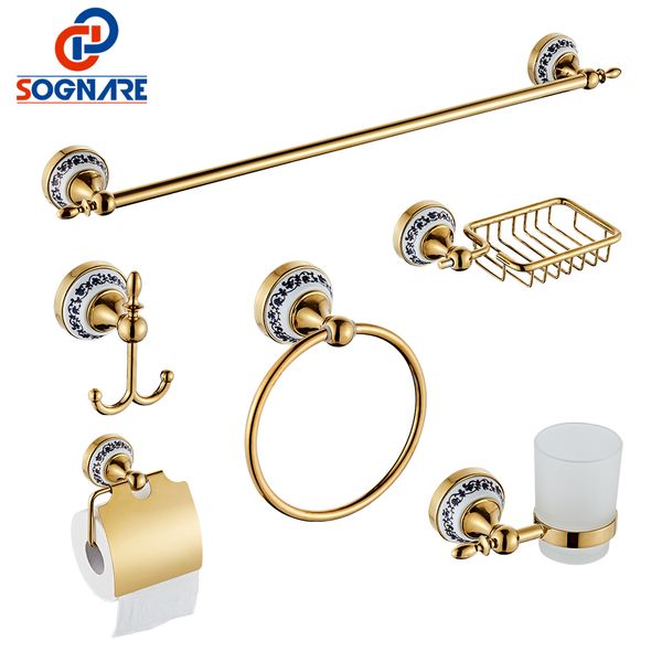 

sognare 6pcs bathroom accessories single towel bar, robe hook, paper holder, cup holder,soap box set bath hardware sets d1900