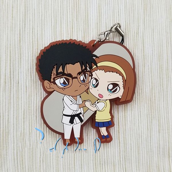 

1pcs anime keychain detective conan case closed suzuki sonoko rubber pendant portachiavi keyrings de llaveros, Silver