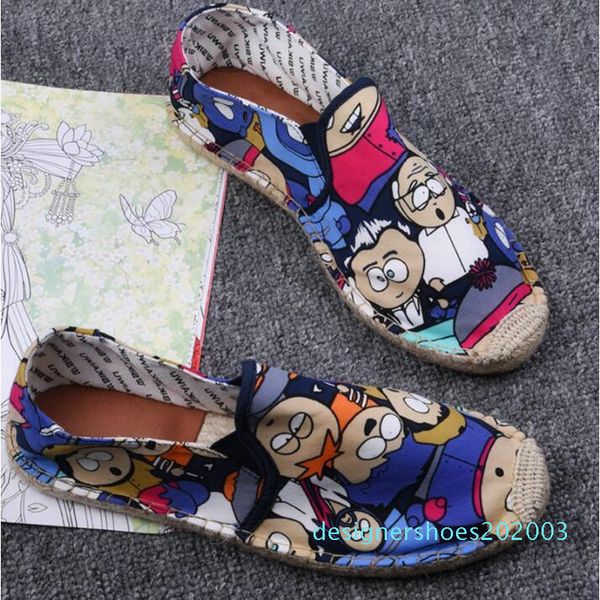 

women casual canvas shoes cartoon linen girl espadrille fisherman shoes ladies flats plimsolls loafers driving shoes lf-5050 03d, Black