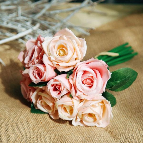

1 bouquet artificial rose flower wedding bouquet bride wedding flowers for home decoration party supplies flores