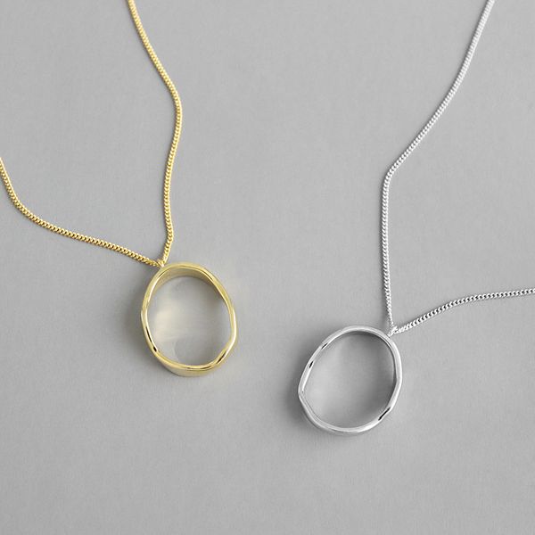 

1pc authentic s925 sterling silver white/golds open irregular love oval geometric pendant necklace fine jewelry tlx393