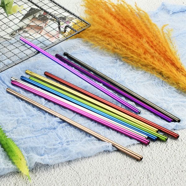 

6*215mm 304 stainless steel straw bent straight reusable color straw metal straw cleaner brush stick drinking tool ing