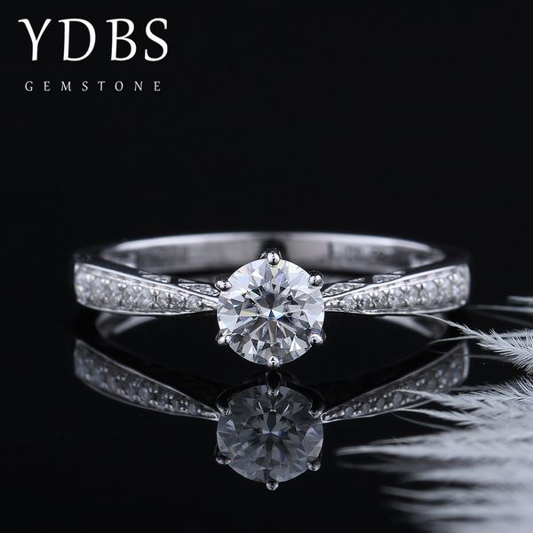

ydbs 0.5ct 5мм d цвета vvs1 муассанит кольцо 14k белого золото кольца алмазного тест пройден мода знак любовь мода подарок, Golden;silver