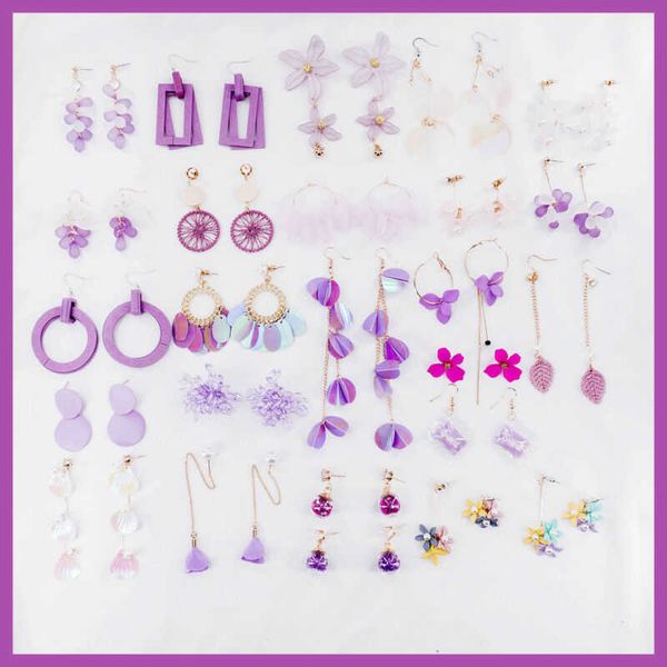 

dangle & chandelier fashion purple womens chain/link drop exaggerated earring alloy girl temperament creative sweet earrings, Silver