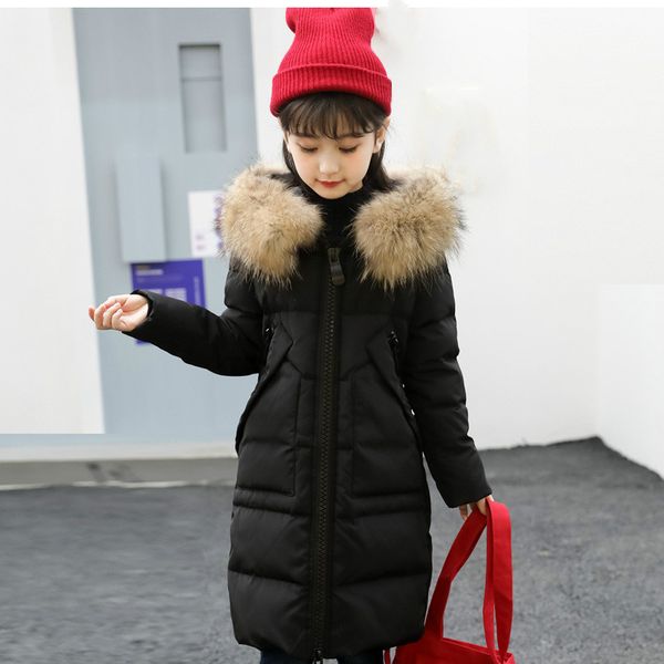

2019 new children's feather girls 'long thick korean version of winter girls' wear thick-jacket winter warm down jacket, Blue;gray