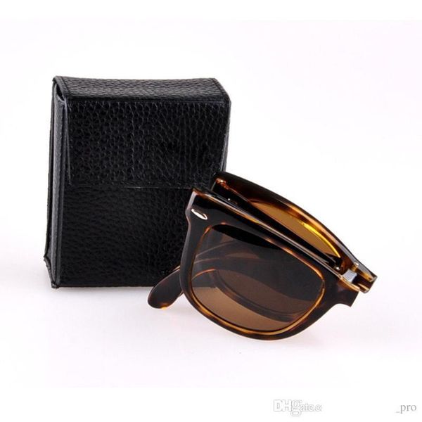 

sunglasses original design folding men women glasses uv400 glass made lenses des lunettes de soleil folding leather case, accessories, White;black