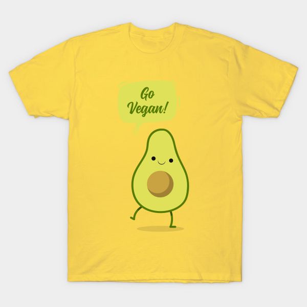 

men's t-shirts men t-shirt go vegan avocado tshirt women t shirt, White;black