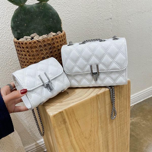 

women's bag fashion lingge embroidery thread fashion bag 2020 new solid color pu leather chain women's messenger