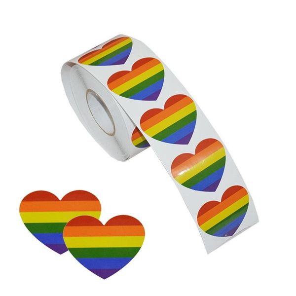 Adesivi a forma di cuore Gay Pride Adesivo cuore arcobaleno per regali Artigianato Sigillo buste Car Styling 20qt F1