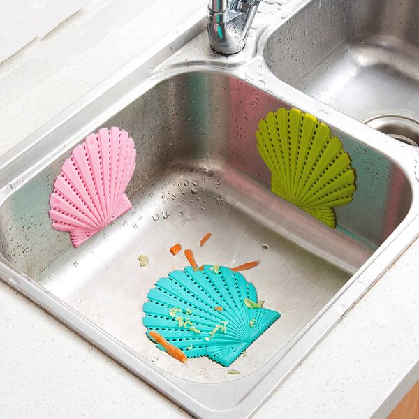 

colanders & strainers 2pcs silicone shell sink sinker anti-clogging bath shower hair filter colander sewer drain toilet lavamanos mesh insu