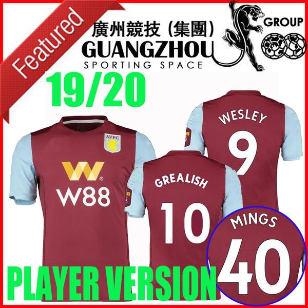 

player version 19 20 aston villa soccer jerseys wesley targett nakamba kodjia 2019 2020 home grealish el ghazi mings engels football shirts, Black
