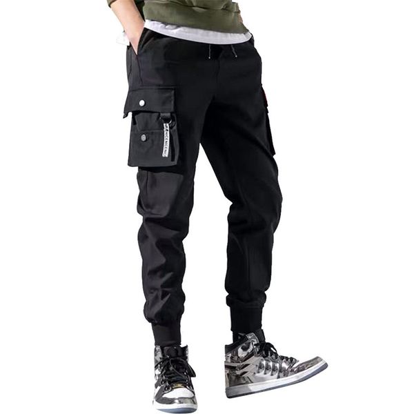 

yfashion men fashion loose all match sports ninth pants overalls, Black