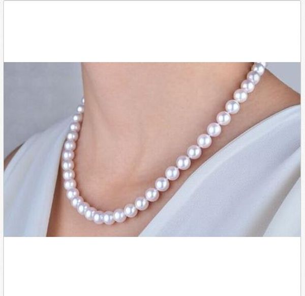 

7-8 mm perfect round classic south sea white pearl necklace18inch 14k, Silver