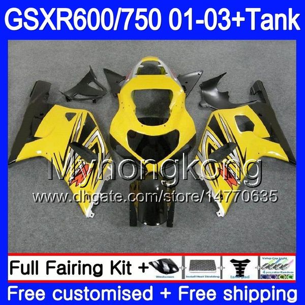 + Serbatoio per SUZUKI GSXR 600 750 GSXR-750 GSXR600 2001 2002 2003 294HM.59 GSX R750 R600 K1 Stock giallo caldo GSX-R600 GSXR750 01 02 03 Carenatura