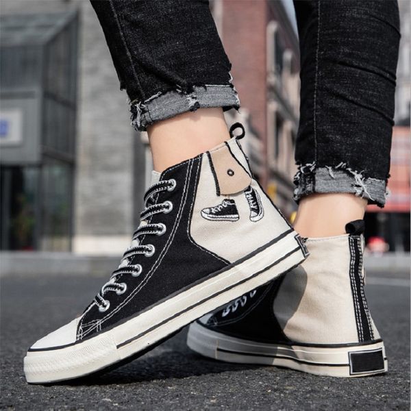 

graffiti mens shoes trend casual shoes students wild men high canvas skateboard shoe sport sneakers size 40-44