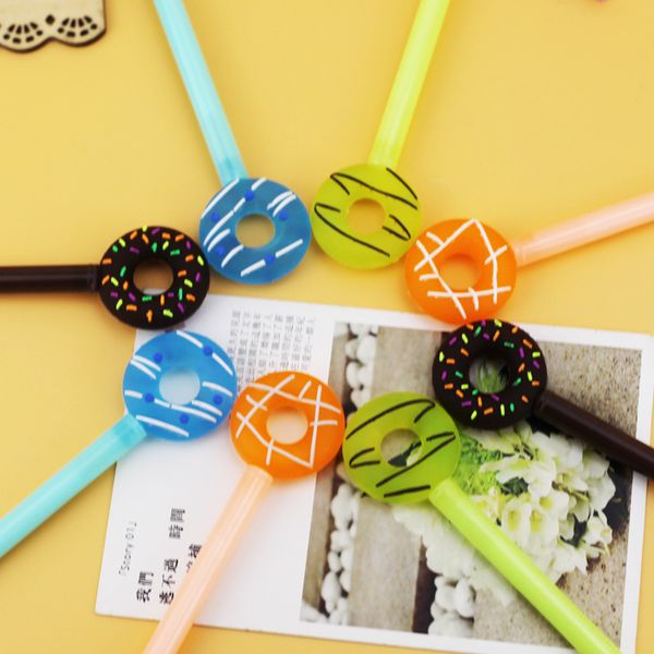 

0.33mm creative stationery cute cartoon donut small fresh gel pen candy color 0.38mm black pen