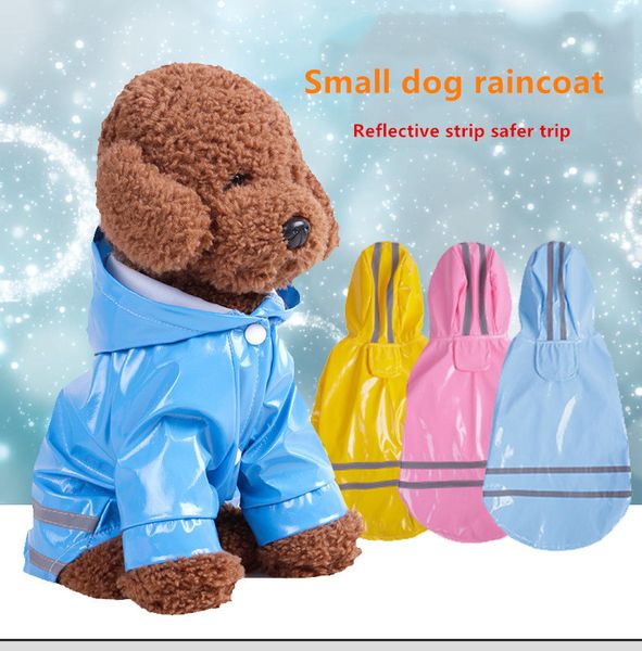 

summer outdoor puppy pet rain coat s-xl waterproof jacket hooded raincoat pu reflective pet raincoat for dogs cats apparel clothes wholesale