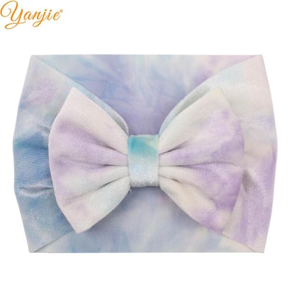 

classical 2020 summer tie die 5" hair bow velvet headband handmade diy hair accessories custom head wrap headwear, Slivery;white