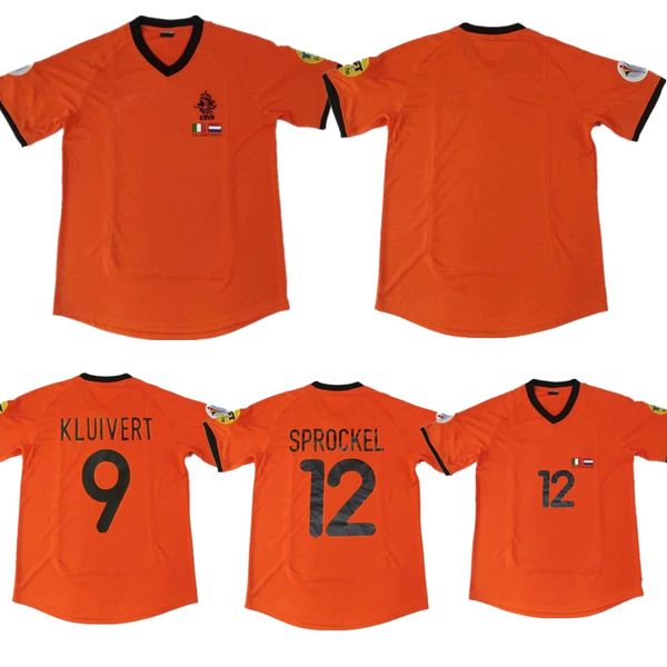 

2006 netherlands retro version 06 home kluivert seedorf bergkamp sprockel davids f.de boer short sleeve football uniform, Black;yellow