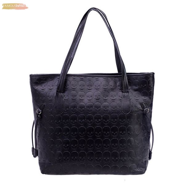 

women shoulder bag fashion handbag skull embossing leather ladies shoulder bag large tote purse women handbag 40
