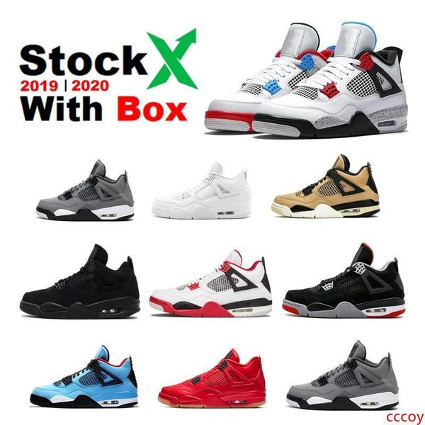 

2020 new black cat 4s pure money 4 black cement loyal blue basketball shoes fire red 4 men sneakers with stock x