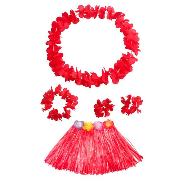 

kids hawaiian grass lei skirt flower garland fancy beach girls costume suit