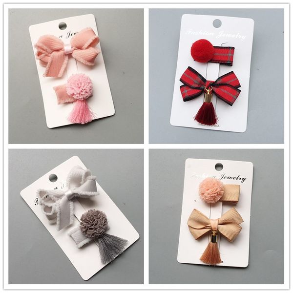 

1 компл. милая кисточка бантом шпилька для девочек дети заколки для волос бантики аксессуары для детей заколка для волос головной убор зажим, Black;brown