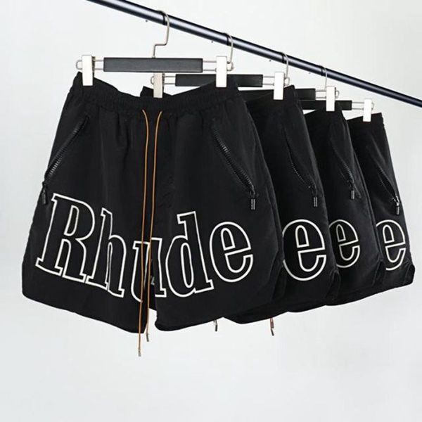 

19ss rhude new york limited high street pill mesh 3m reflective shorts mesh ladies shorts dp pants men drawstring casual loose beach pants s, White;black