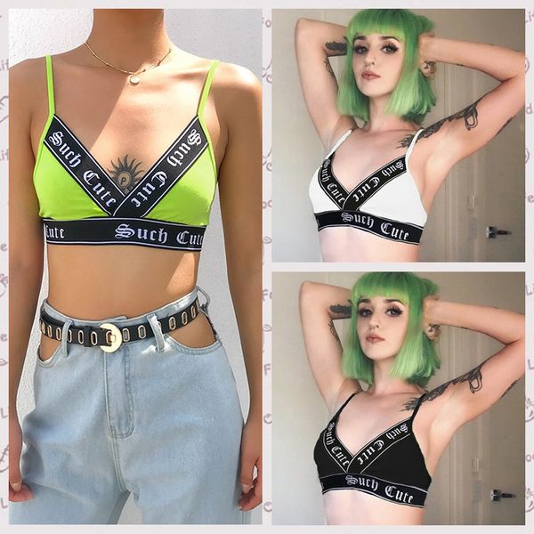 

2020women push up bra sport green letter print ladies underwear lingerie modis tank, White