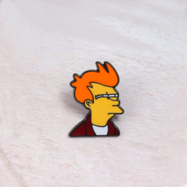 Personalidade dos desenhos animados Broche Futurama Philip J. Fry Anime Crachá Metal Lapela Esmalte Pins Denim Jackets Acessórios Presentes Jóias