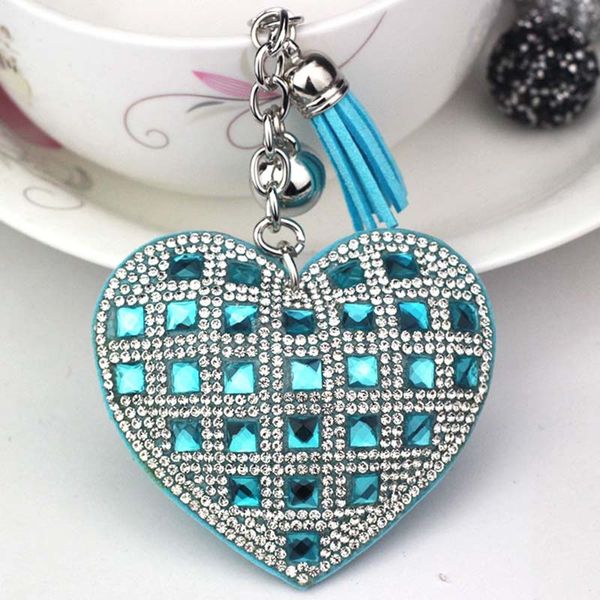 

new lovely 12 colors hearts shape keychain tassel pendants fashion gifts key chains personalized handbag decorative supplies, Silver