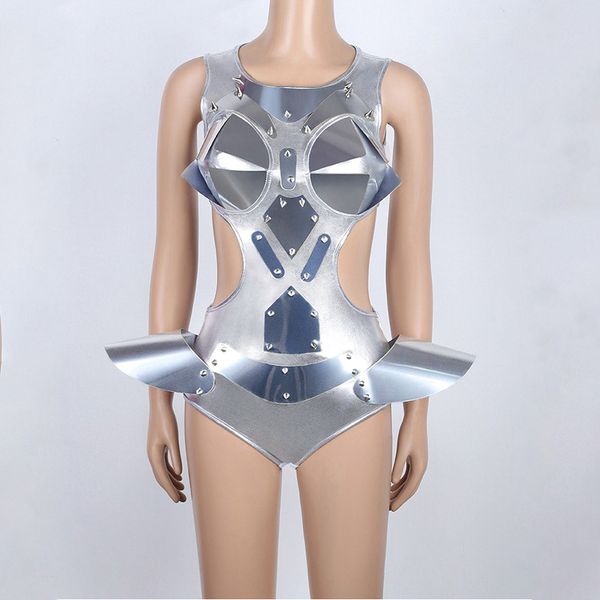 

girls dance costumes silver bodysuit women dj ds jumpsuit for singers performing wear pole dance clothes gogo dancer outfits, Black;red