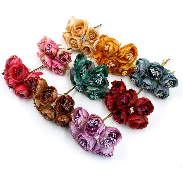 

2018 new 6pcs/lot artificial flower stamen rose bouquet wedding home party decoration diy clip art handmade accessories wreath