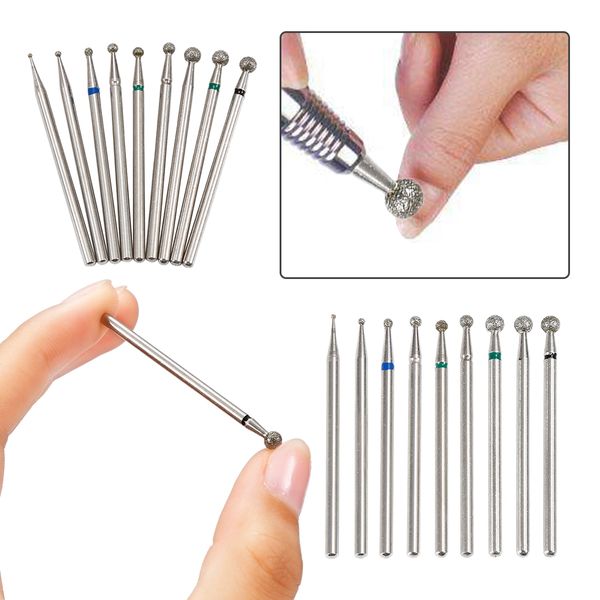 

9 type diamond nail drill bits cutters for manicure pedicure grinding head shank drill bit manicure machine accessories