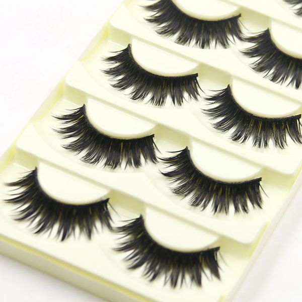 

5 pairs natural soft handmade makeup multi layers long thick false eyelashes black