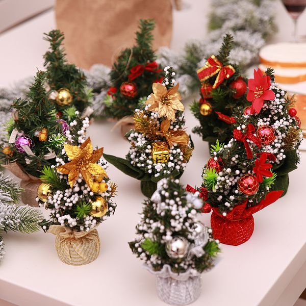 

1pcs mini exquisite christmas tree 22*11cm plastic green plant xmas new year ornaments home decor festive party decoration 62661