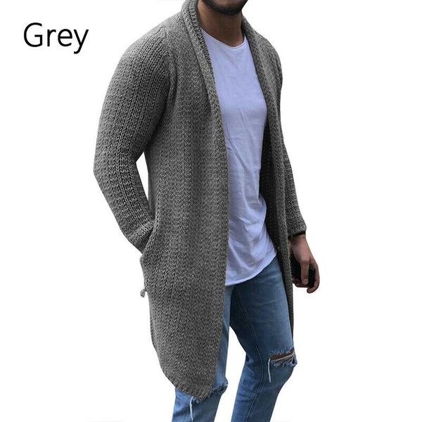 

men's sweaters knit coat casual loose lapel solid color long sleeve sweater pocket large size cardigan, White;black
