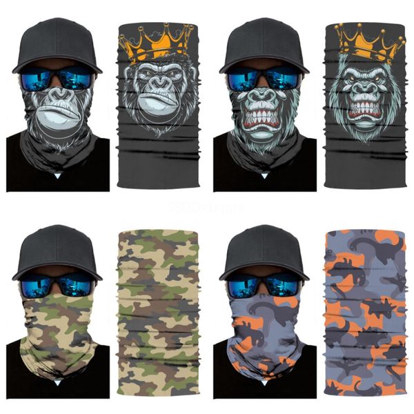 

camouflage print anti-uv dust-proof outdoor sport face er cycling skull scarf magic turban windproof hanging ear neck gaiter#887, Blue;black