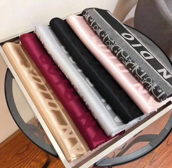 

women autumn and winter scarf d home jacquard letter short musker design decorative scarf plastic sealing ribbon packaging, Blue;gray
