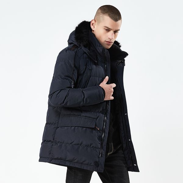 

winter jacket men fur hooded long coat hiking skiing puffer parkas black warm overcoat windproof thick cotton button clothes men, Blue;black