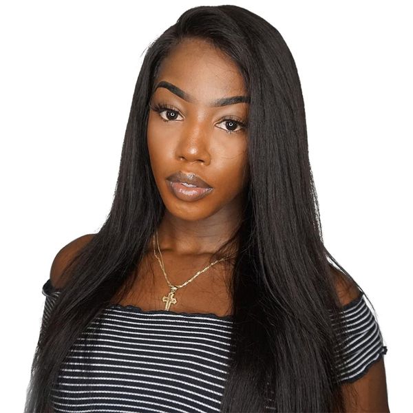 

brazilian straight lace front human hair wigs for black women remy straight lace front wig pre plucked with baby hair, Black;brown