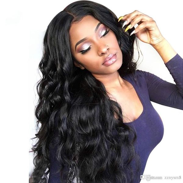 

250% body wave 360 ​​lace фронтальных париков объемной волна бразильского pre набрался париками remy человеческих волос для черных женщин, Black
