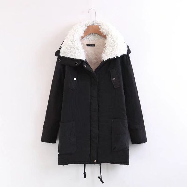 

2017 fashion new style solid color double pocket cotton overcoat women's 8842, Blue;black