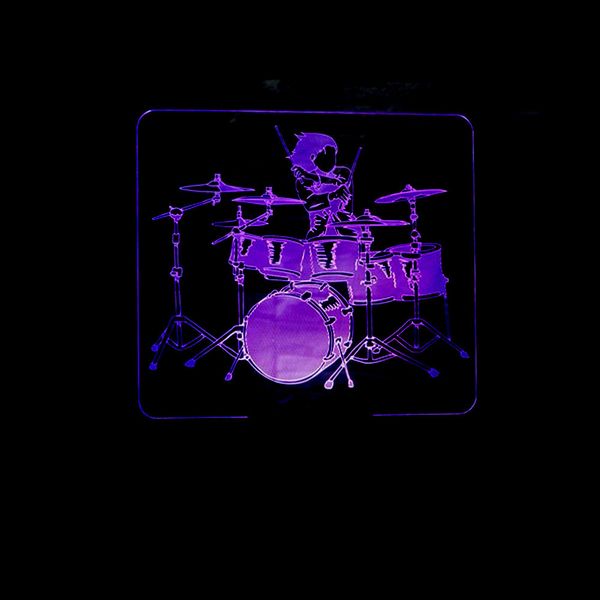 

sir drum 3d small night-light colorful remote control touch led lamp originality to drum gift second gram force 3d small desk lamp