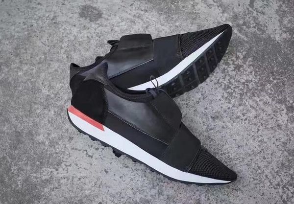 

with box] deluxe brand comfortable sneakers sand net leather mens'women casual fashion rrace blue race runner sneaker shoes 38-45, Black